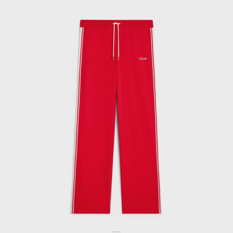 CELINE Red/Off White Tracksuit Pants in Double Face Jersey R0ZNN2016