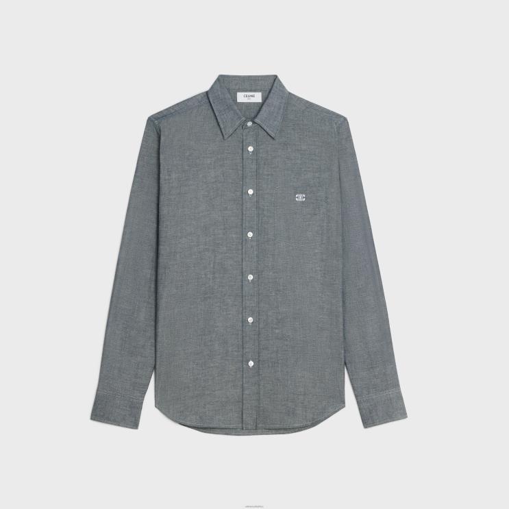 CELINE Bleu Indigo/Craie Loose Shirt in Light Chambray Cotton R0ZNN1798