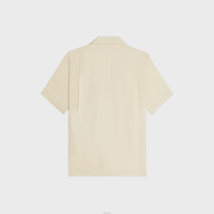 CELINE Milky Beige Embroidered Hawaiian Shirt in Viscose R0ZNN1923