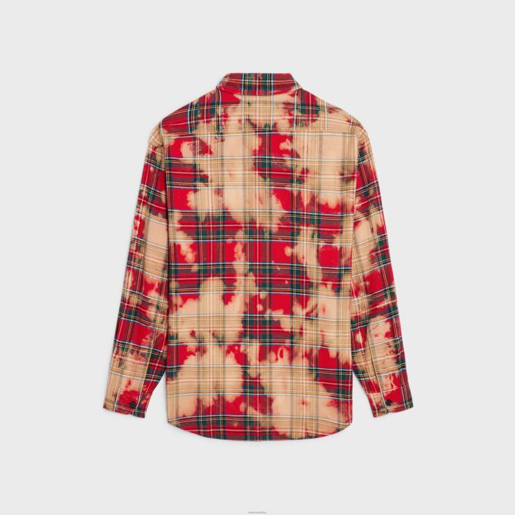 CELINE Rouge Tartan Loose Shirt in Checked Cotton R0ZNN1919