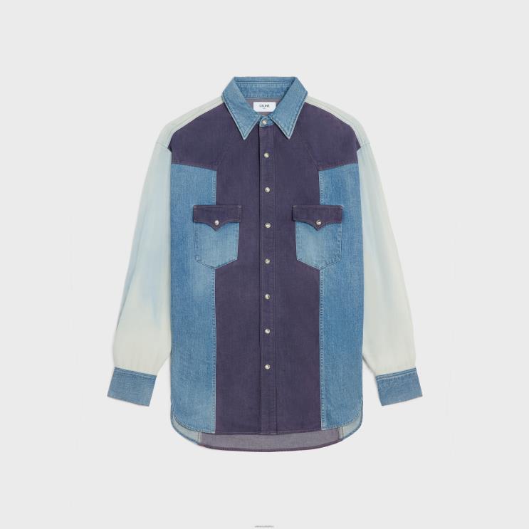 CELINE Showdown Wash Western Shirt in Denim R0ZNN1991