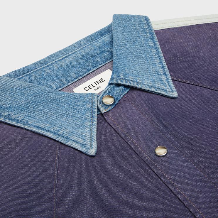 CELINE Showdown Wash Western Shirt in Denim R0ZNN1991