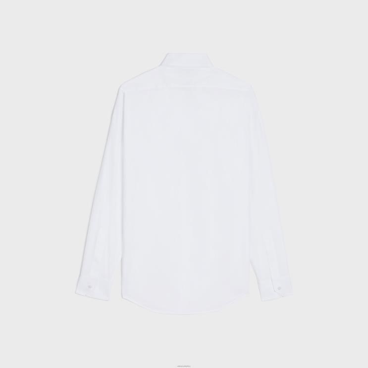 CELINE White Loose Shirt With Inverted Collar in Cotton Poplin R0ZNN1911