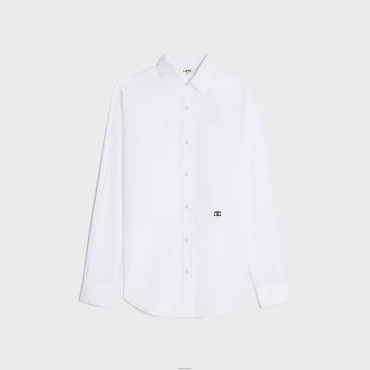 CELINE White Loose Shirt in Cotton Poplin R0ZNN1799
