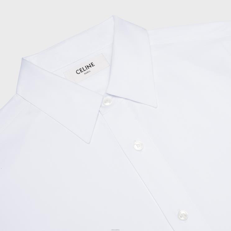 CELINE White Loose Shirt in Cotton Poplin R0ZNN1916