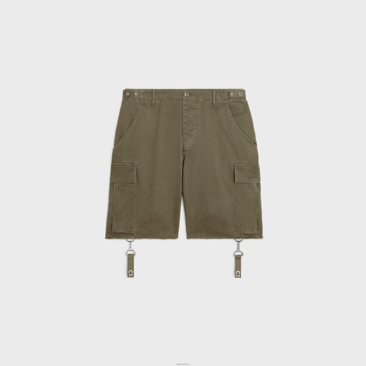 CELINE Army Green Shorts With Straps in Cotton R0ZNN2023