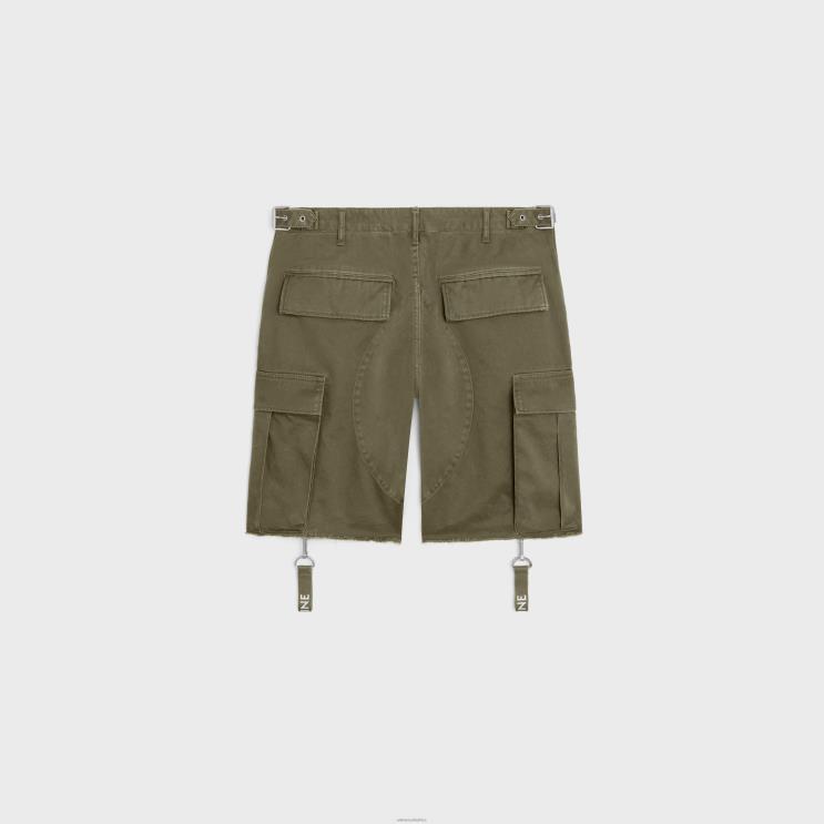CELINE Army Green Shorts With Straps in Cotton R0ZNN2023