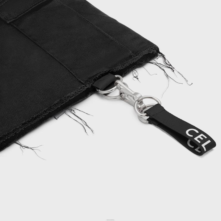 CELINE Black Shorts With Straps in Cotton R0ZNN2021