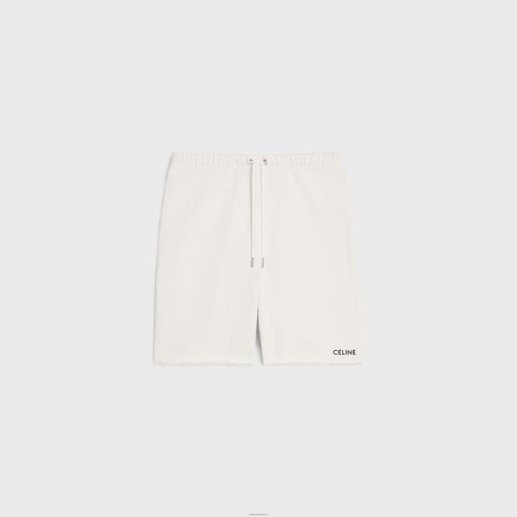 CELINE Cream/Black Embroidered Shorts in Cotton Fleece R0ZNN2028