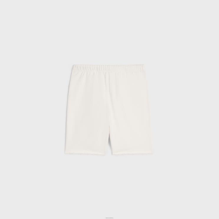 CELINE Cream/Black Embroidered Shorts in Cotton Fleece R0ZNN2028