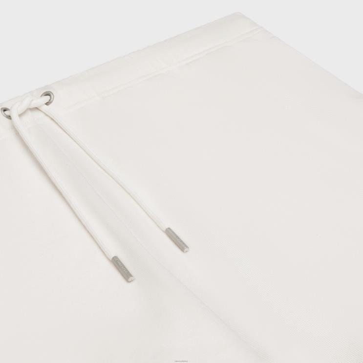 CELINE Cream/Black Embroidered Shorts in Cotton Fleece R0ZNN2028