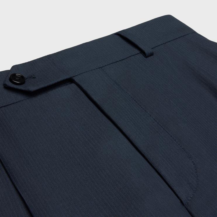 CELINE Dark Navy Shorts in Striped Wool R0ZNN589