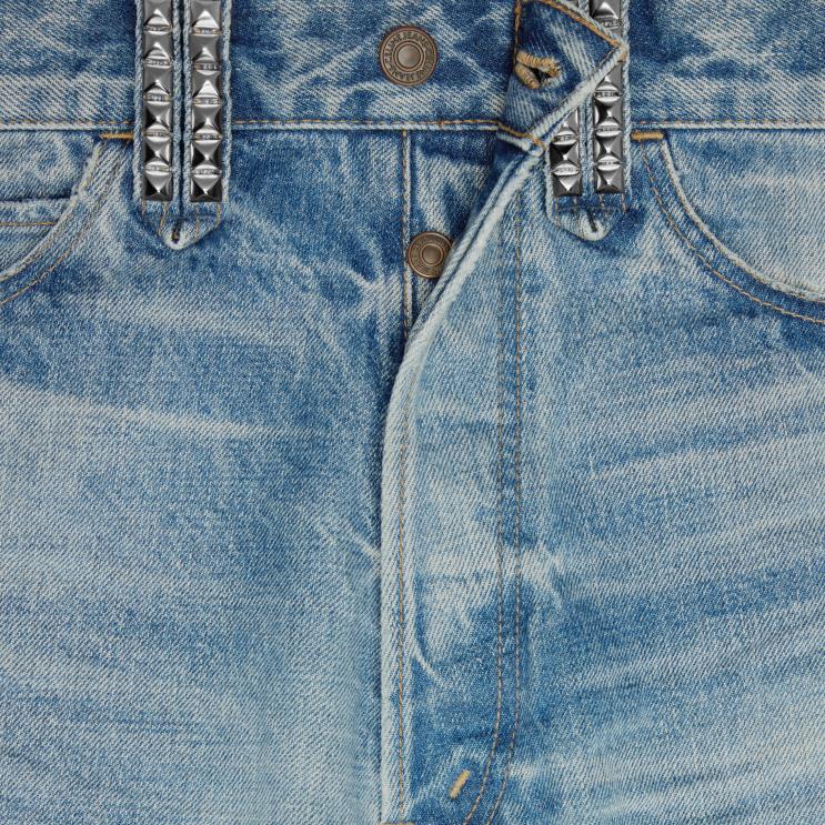 CELINE Zuma Wash Wesley Shorts With Studs in Denim R0ZNN2009