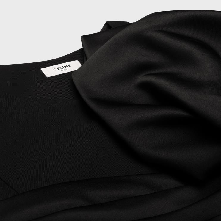 CELINE Black Top With Maxi Knot in Textured Wool R0ZNN1800