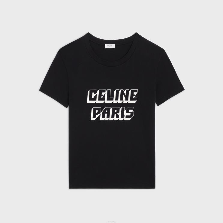 CELINE Black/White Regular T-Shirt in Cotton Jersey R0ZNN1930