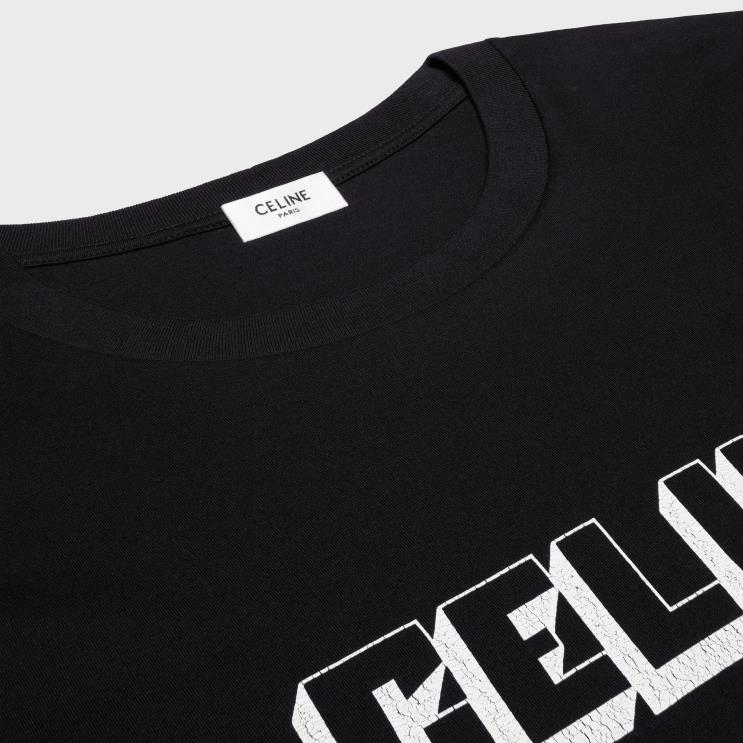CELINE Black/White Regular T-Shirt in Cotton Jersey R0ZNN1930