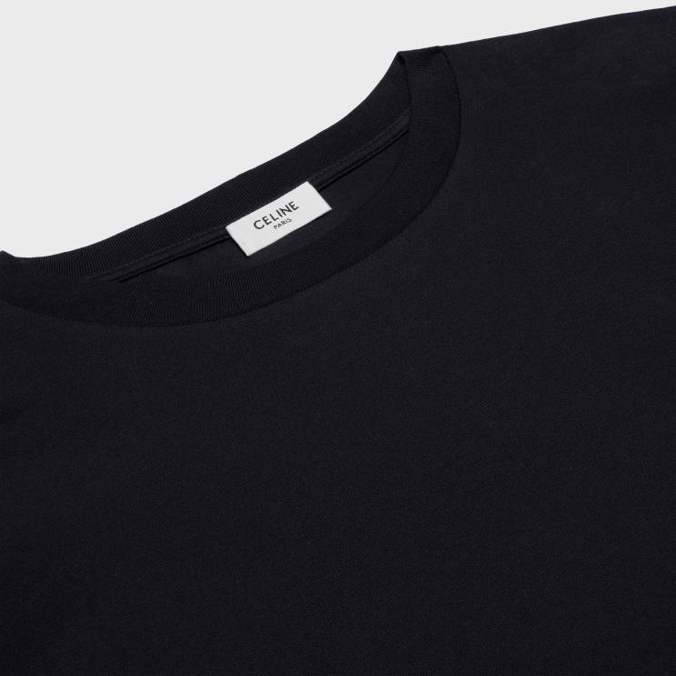 CELINE Black/White Triomphe Loose T-Shirt in Cotton Jersey R0ZNN1819