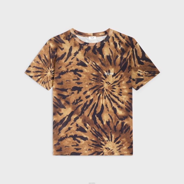 CELINE Brown/Black/Offwhite Loose T-Shirt in Tie-Dye Cotton R0ZNN1926