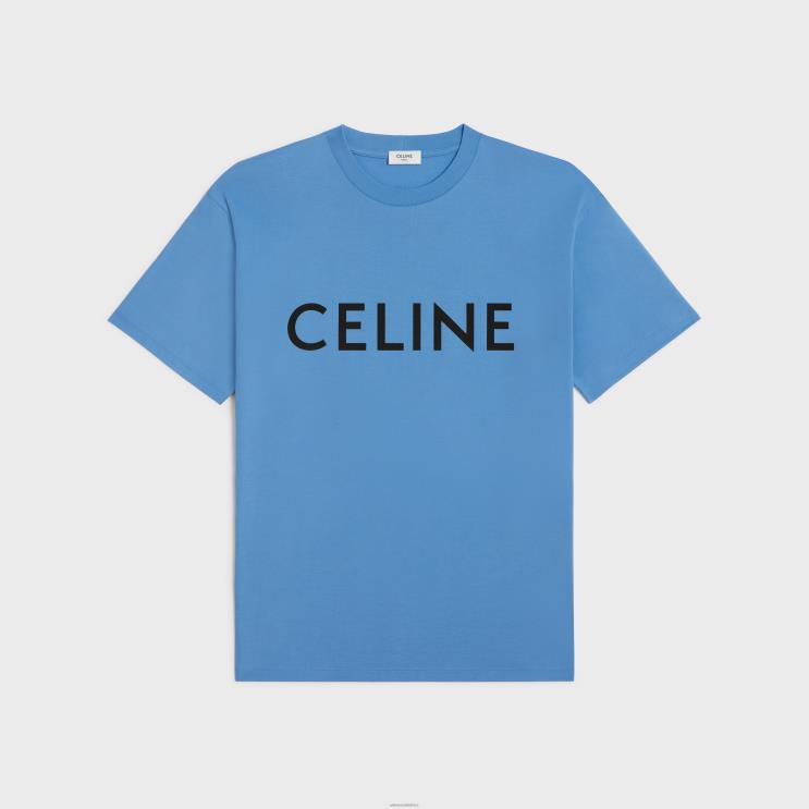 CELINE Dirty Blue/Black Loose T-Shirt in Cotton Jersey R0ZNN1816