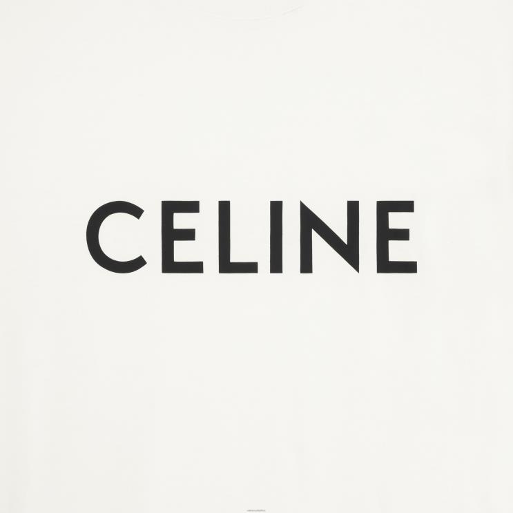 CELINE Ecru/Black Oversized T-Shirt in Cotton Jersey R0ZNN1929