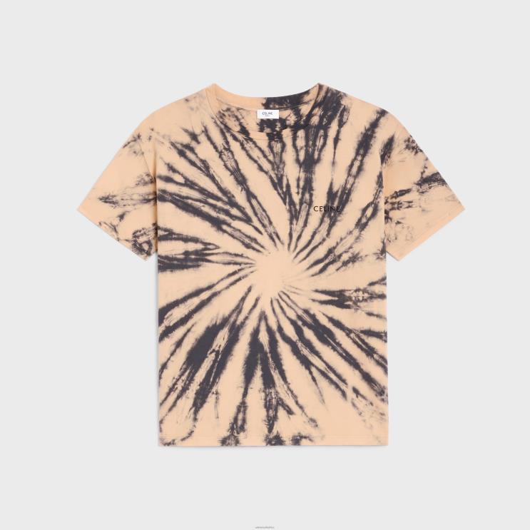 CELINE Grey/Beige/Black Loose T-Shirt in Tie-Dye Cotton R0ZNN1927