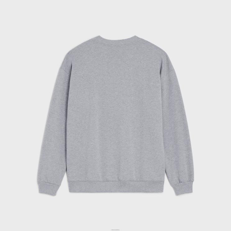 CELINE Grey/Black Loose Sweatshirt in Cotton Fleece R0ZNN1950