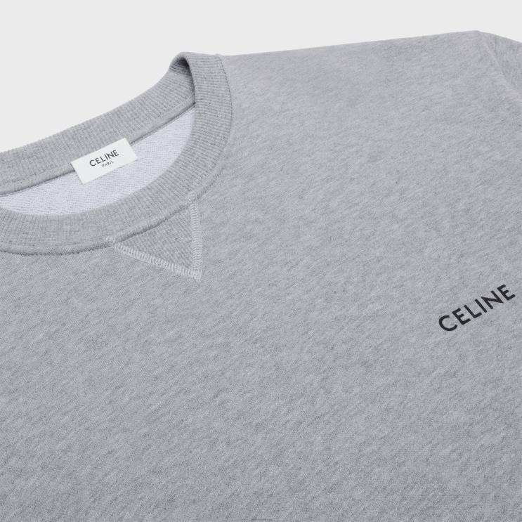 CELINE Grey/Black Loose Sweatshirt in Cotton Fleece R0ZNN1950