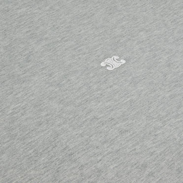 CELINE Grey Melange/Off White Triomphe Loose T-Shirt in Cotton Jersey R0ZNN1820