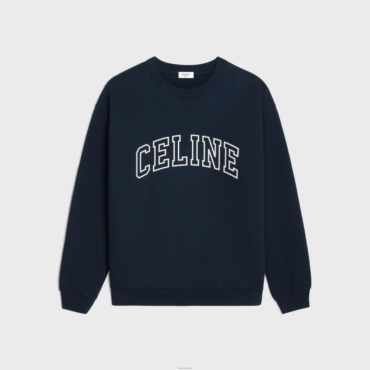 CELINE Navy/Off White Loose Sweatshirt in Cotton Fleece R0ZNN1811