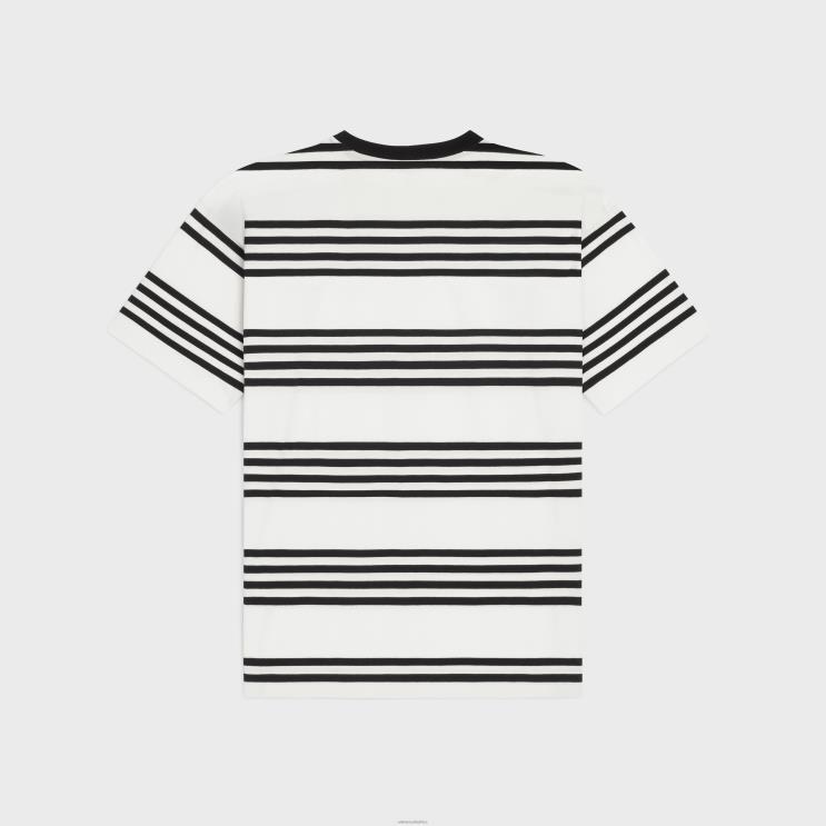 CELINE Off White/Black Loose T-Shirt in Striped Cotton Jersey R0ZNN1817