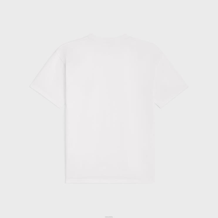 CELINE Off White/Black Triomphe Loose T-Shirt in Cotton Jersey R0ZNN1821