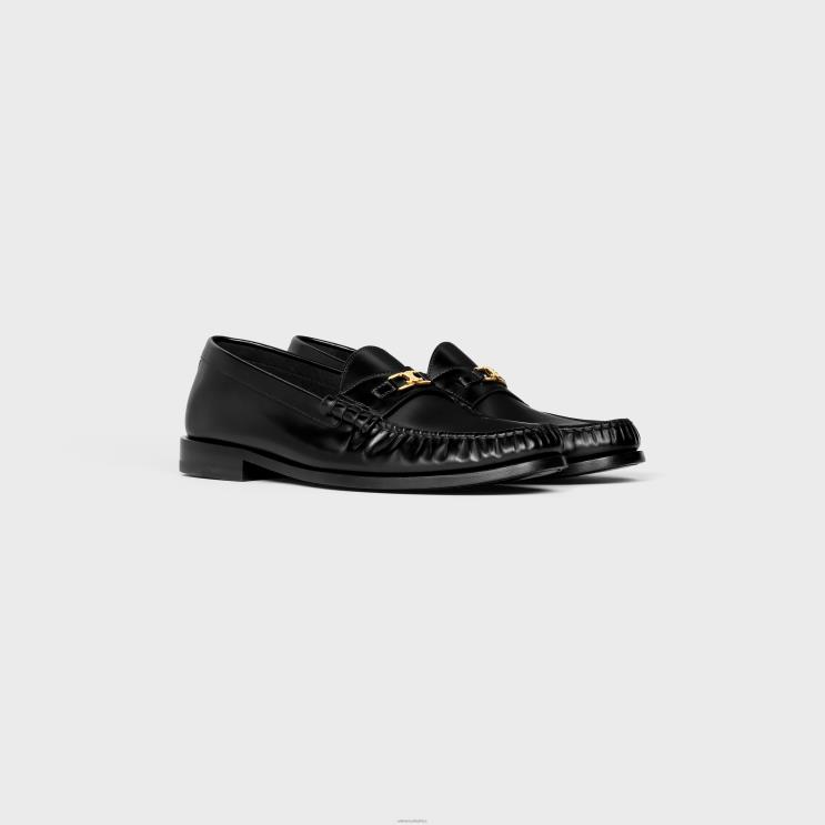 CELINE Black Luco Triomphe Loafer in Polished Bullskin R0ZNN2066