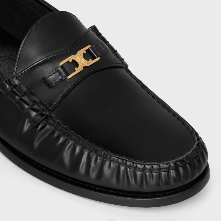CELINE Black Luco Triomphe Loafer in Polished Bullskin R0ZNN2066