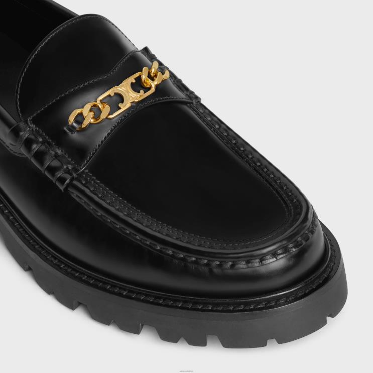 CELINE Black Margaret Triomphe Loafer in Polished Bullskin R0ZNN2038