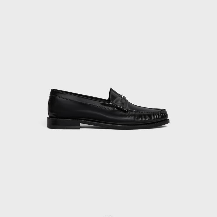 CELINE Black/Silver Luco Triomphe Loafer in Polished Bullskin R0ZNN2040