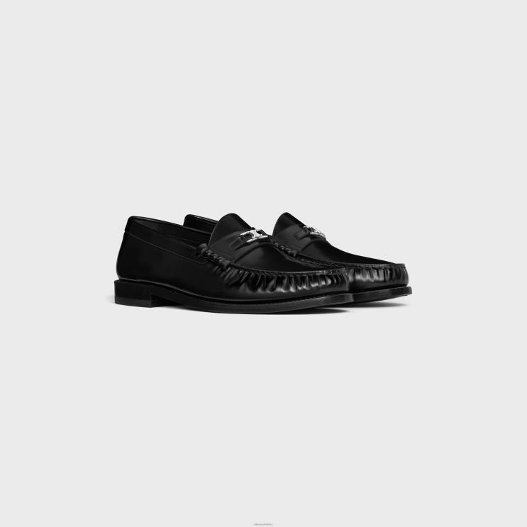 CELINE Black/Silver Luco Triomphe Loafer in Polished Bullskin R0ZNN2040