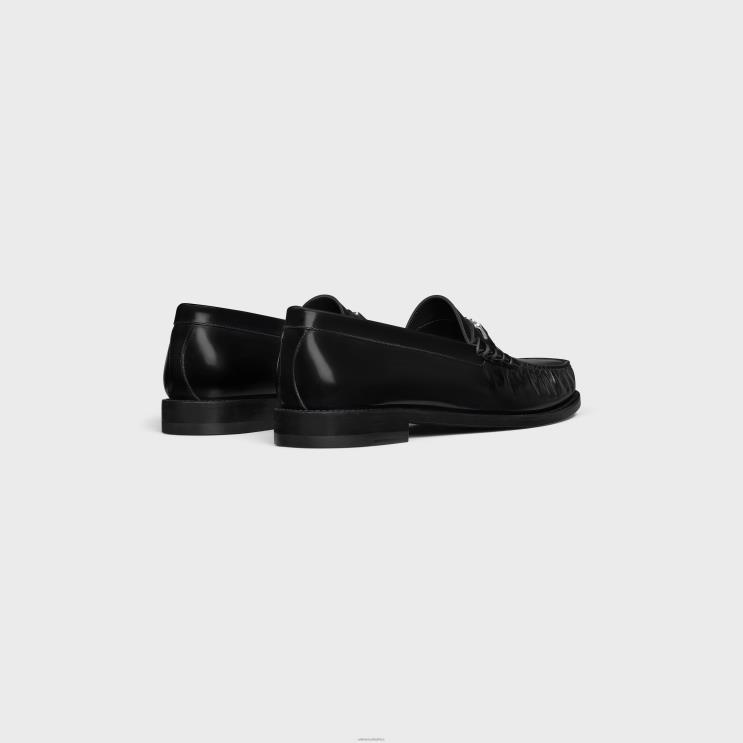 CELINE Black/Silver Luco Triomphe Loafer in Polished Bullskin R0ZNN2040