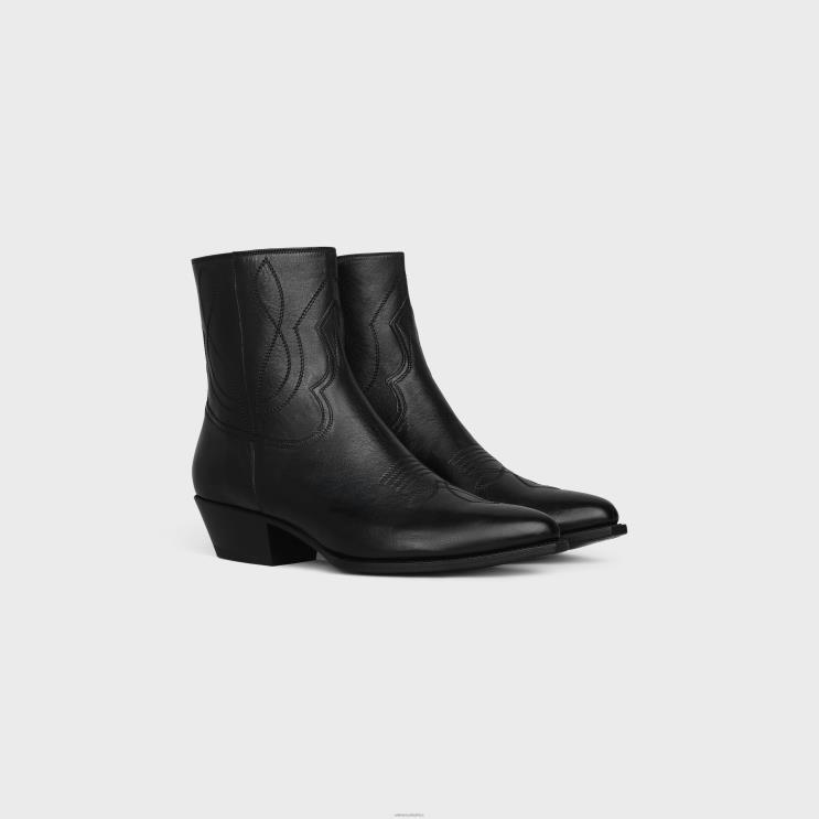CELINE Black Zipped Western Boots in Calfskin R0ZNN2061