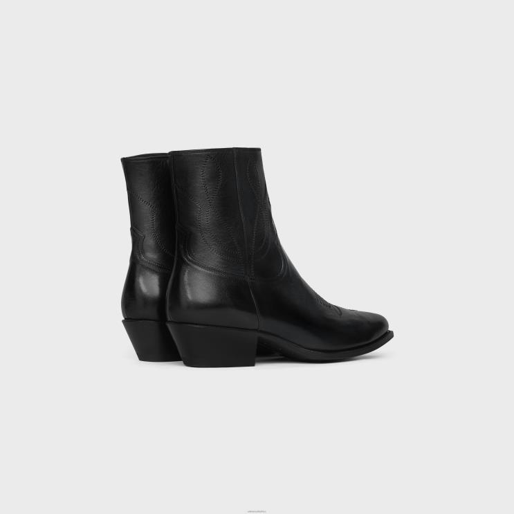 CELINE Black Zipped Western Boots in Calfskin R0ZNN2061