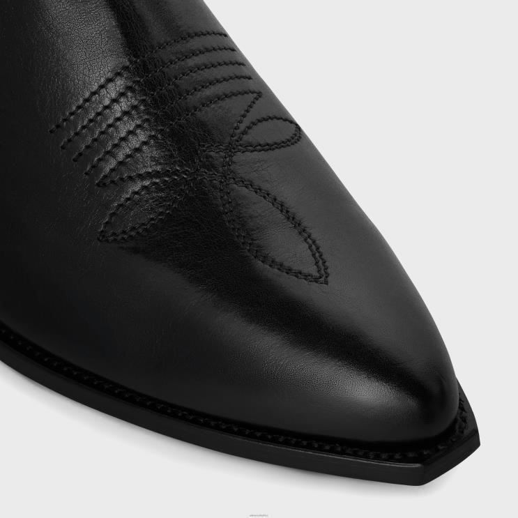 CELINE Black Zipped Western Boots in Calfskin R0ZNN2061