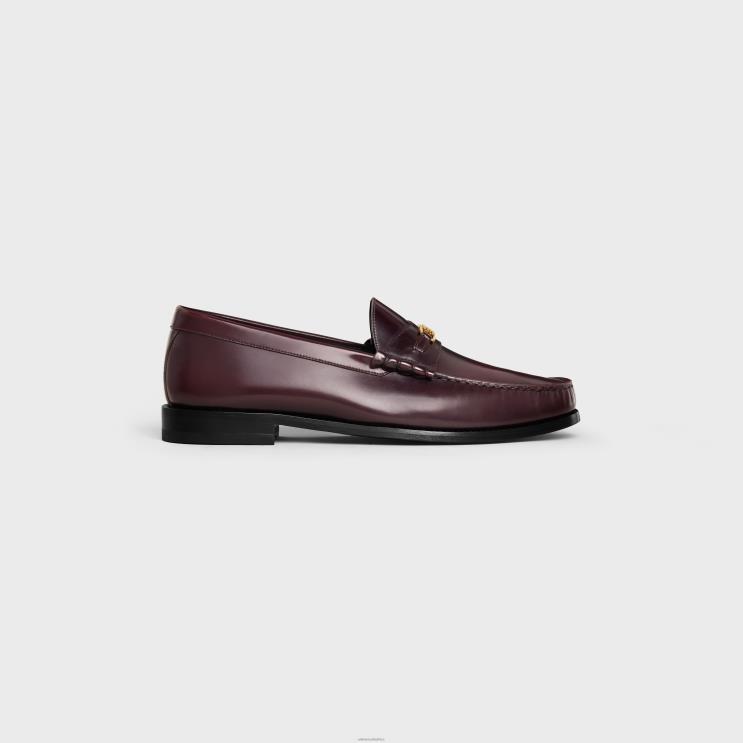 CELINE Burgundy Luco Triomphe Loafer in Polished Bullskin R0ZNN2067