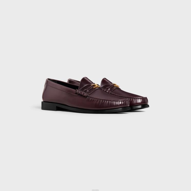 CELINE Burgundy Luco Triomphe Loafer in Polished Bullskin R0ZNN2067
