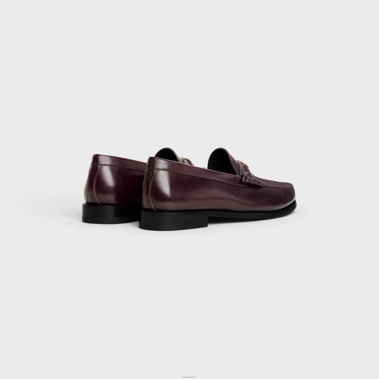 CELINE Burgundy Luco Triomphe Loafer in Polished Bullskin R0ZNN2067