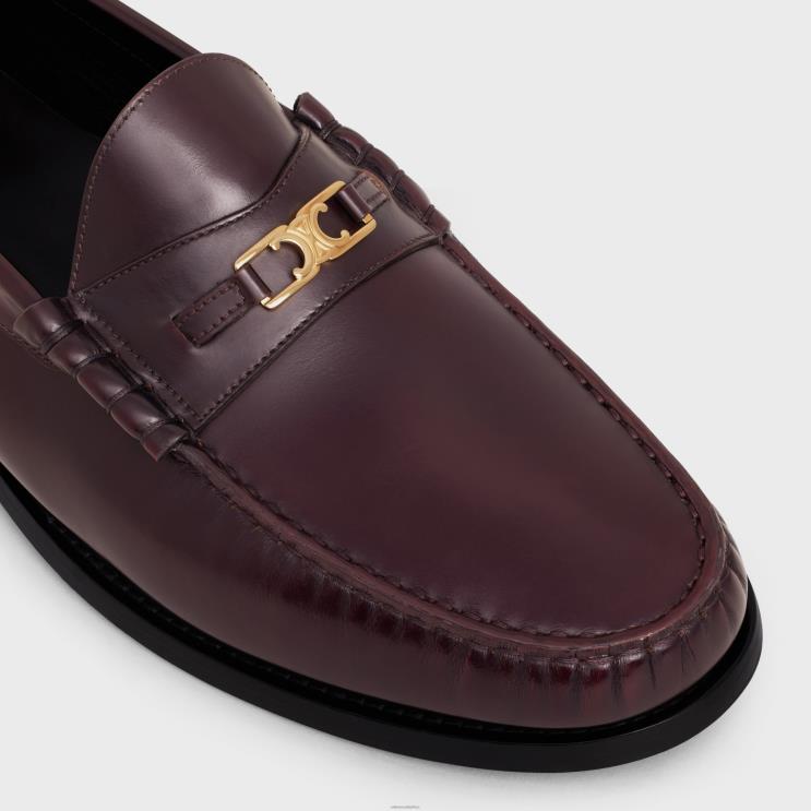 CELINE Burgundy Luco Triomphe Loafer in Polished Bullskin R0ZNN2067