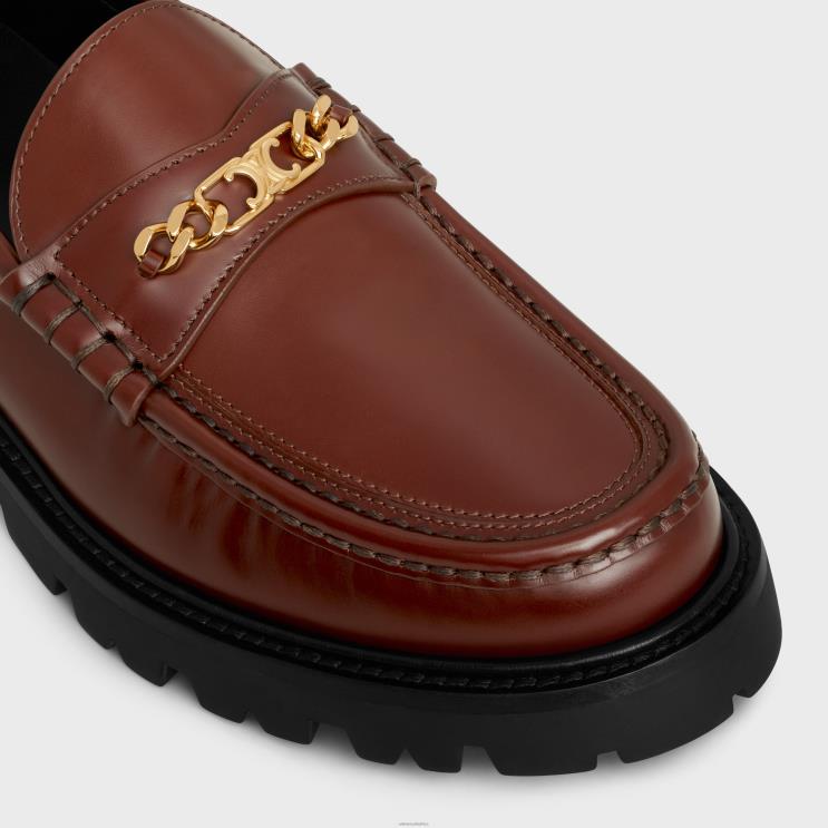 CELINE Fox Red Margaret Triomphe Loafer in Polished Bullskin R0ZNN2065