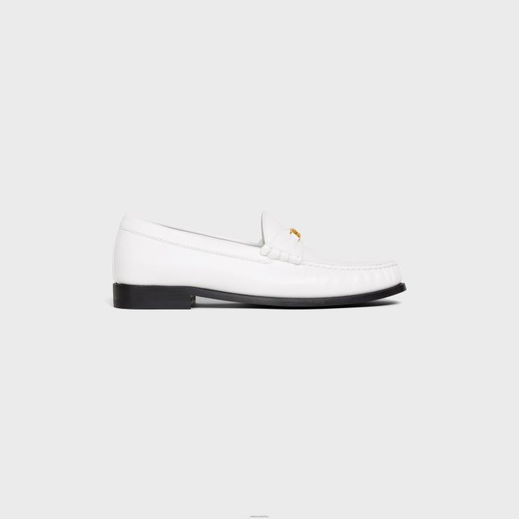CELINE White Luco Triomphe Loafer in Polished Bullskin R0ZNN2068