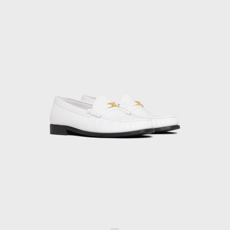 CELINE White Luco Triomphe Loafer in Polished Bullskin R0ZNN2068