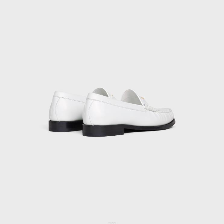 CELINE White Luco Triomphe Loafer in Polished Bullskin R0ZNN2068