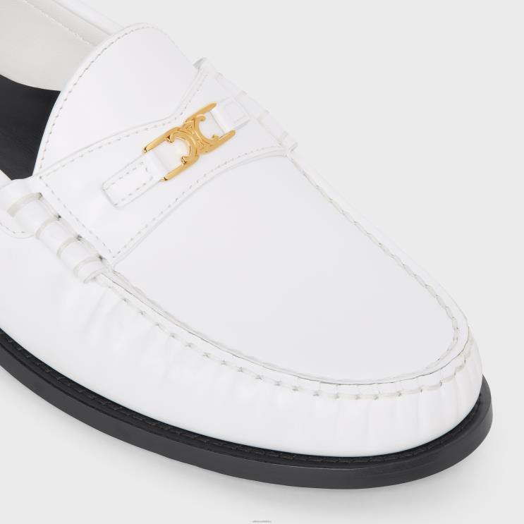 CELINE White Luco Triomphe Loafer in Polished Bullskin R0ZNN2068