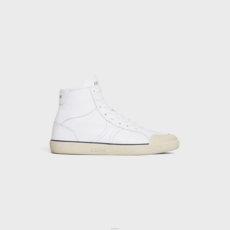 CELINE Optic White As-02 Mid Low Lace-Up Alan Sneaker in Calfskin R0ZNN2053